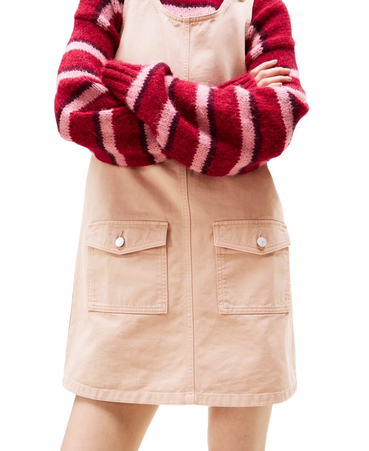 Tommy Jeans Women's Cotton Pinafore Sleeveless A-line Dress In Pink