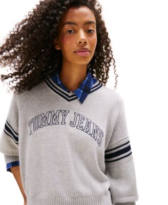 Women's Varsity V-Neck Cotton Sweater