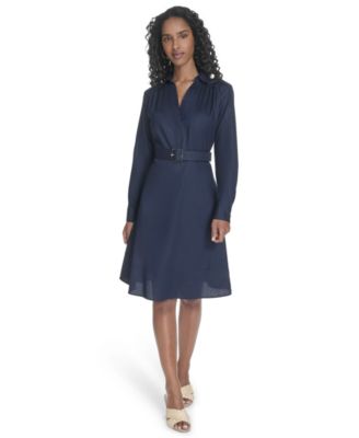 Calvin Klein - Women's V-Neck Long-Sleeve A-Line Dress
