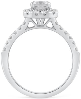 Lab Grown Diamond Emerald-cut Halo Engagement Ring  (1-1/2 ct. t.w.) in 14k White Gold