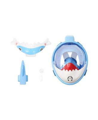 Sharky Blue Full Face Snorkel Mask – Anti-Fog, Safe Waterproof Underwater Snorkeling Mask for Kids & Teenagers