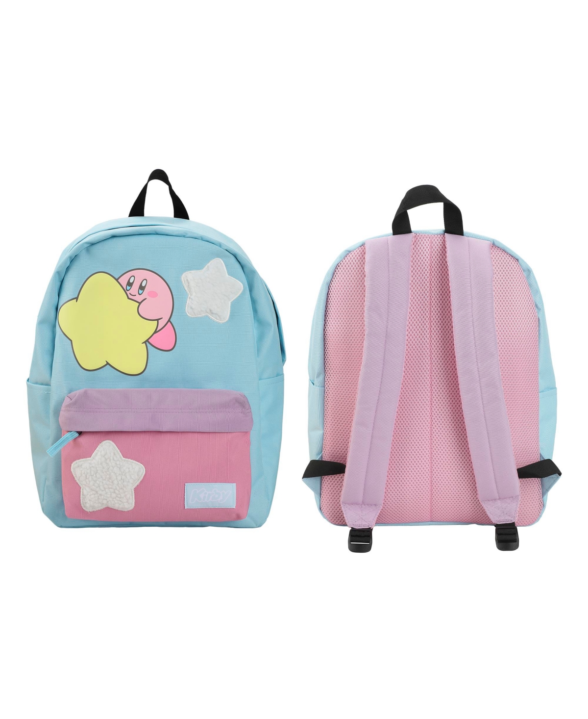 Kirby Stars 17&#x201D; Pink & Blue Backpack - Kirby stars pink