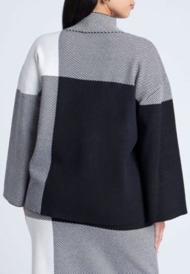 Women's Mock Neck Intarsia Sweater