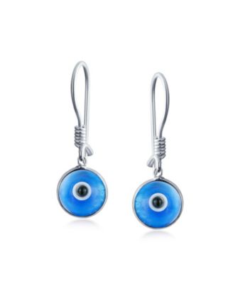 Set of 2 Spiritual Protection Nazar Evil Eye Dangle Earrings Sterling Silver