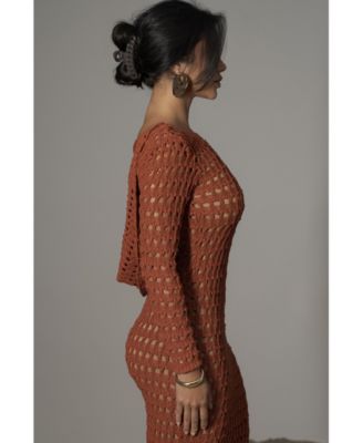 Women's Terra Cotta Serene Wonders Crochet Dress