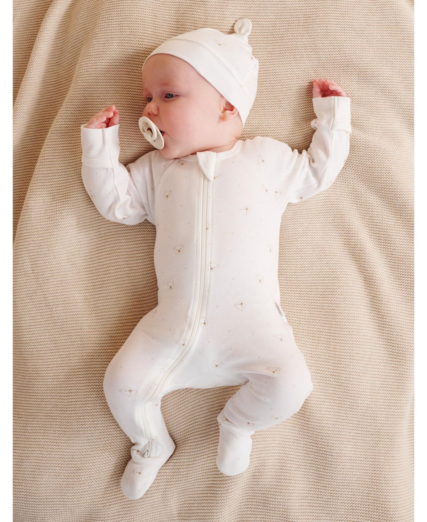 Baby Boy and Baby Girls Zip Coverall & Hat Set