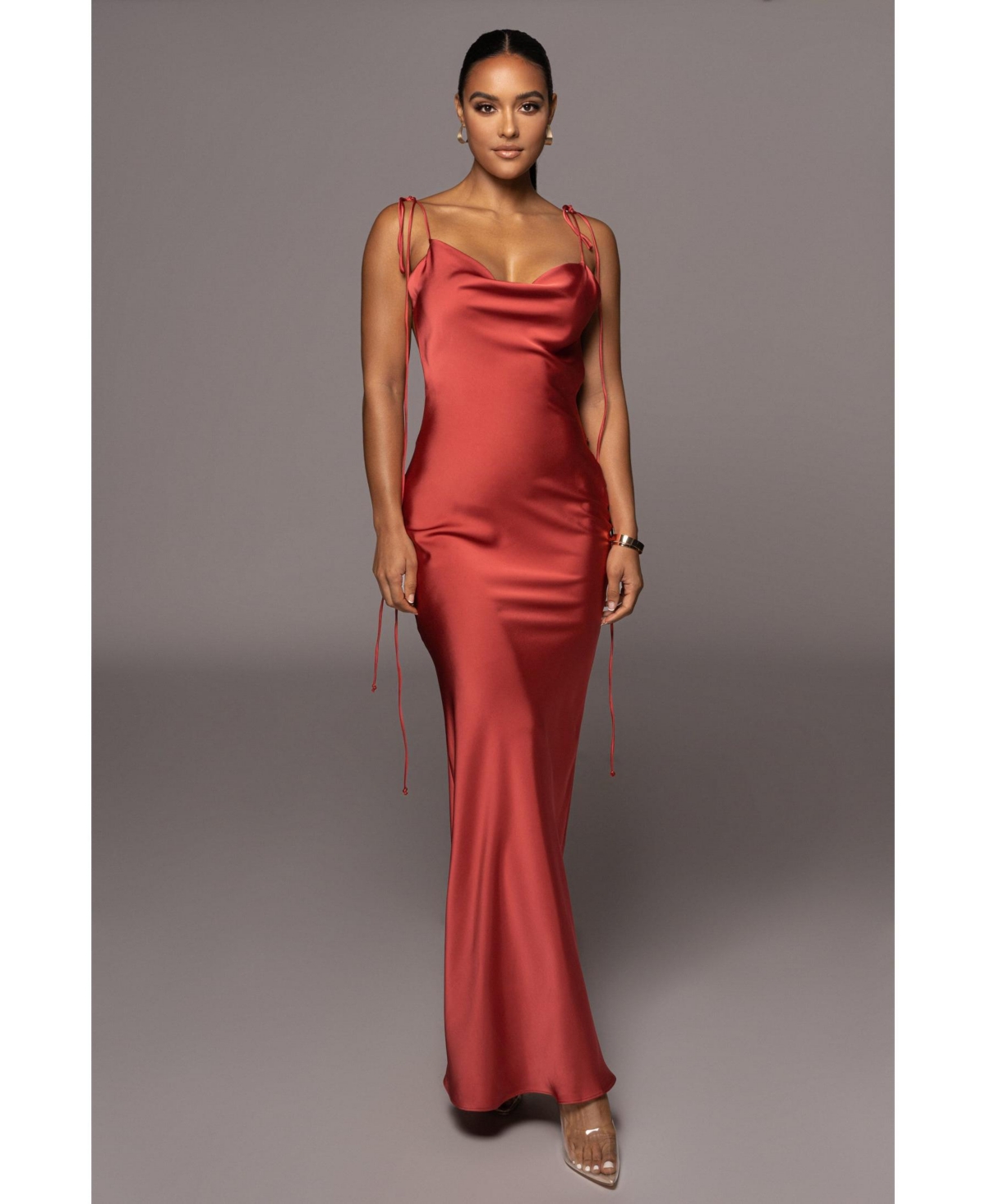 Women's Irresistible Satin Maxi Dress - Red
