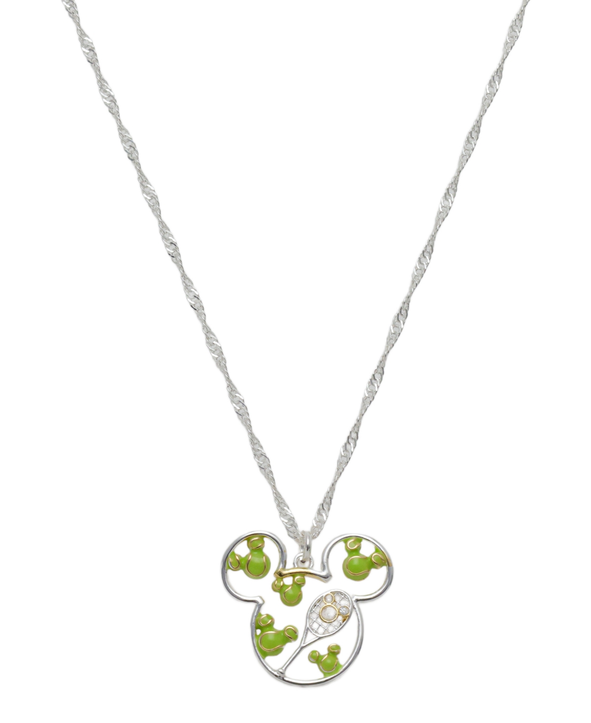 Mickey Mouse Cubic Zirconia Tennis Pendant Necklace - Two Tone