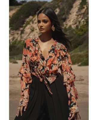 Women's Floral Yvanna Ruffle Top