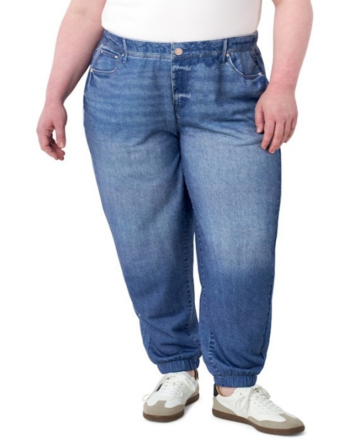 Plus Size Denim Illusion Pull On Jogger Jeans - Saltaire