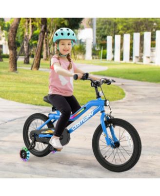 18 Inch LED Lighted Kids Bike with Training Wheels and Headlight for Ages 4-8 Years