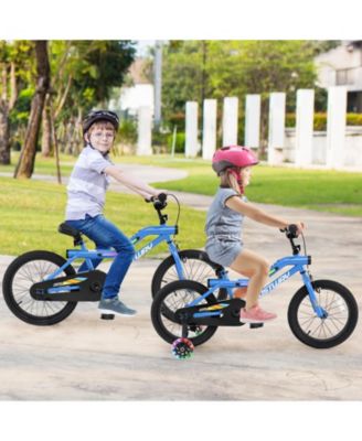 18 Inch LED Lighted Kids Bike with Training Wheels and Headlight for Ages 4-8 Years
