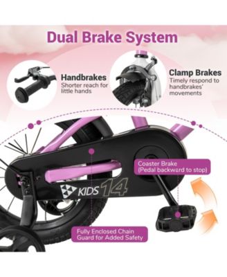 Kids Bike 14-Inch Children Training Bicycle with 2 Brake for 3-8 Years Old