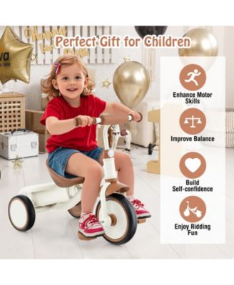 Toddler Tricycle Kids Trike with Adjustable Seat and Storage Basket Aged 3-5 Years Old