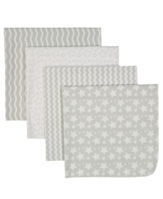 Baby Boys Stars Waves Flannel Receiving Blankets Pack of 4 - Gray 20$