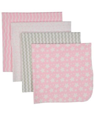 Baby Boys Stars Waves Flannel Receiving Blankets Pack of 4 - Pink 20$