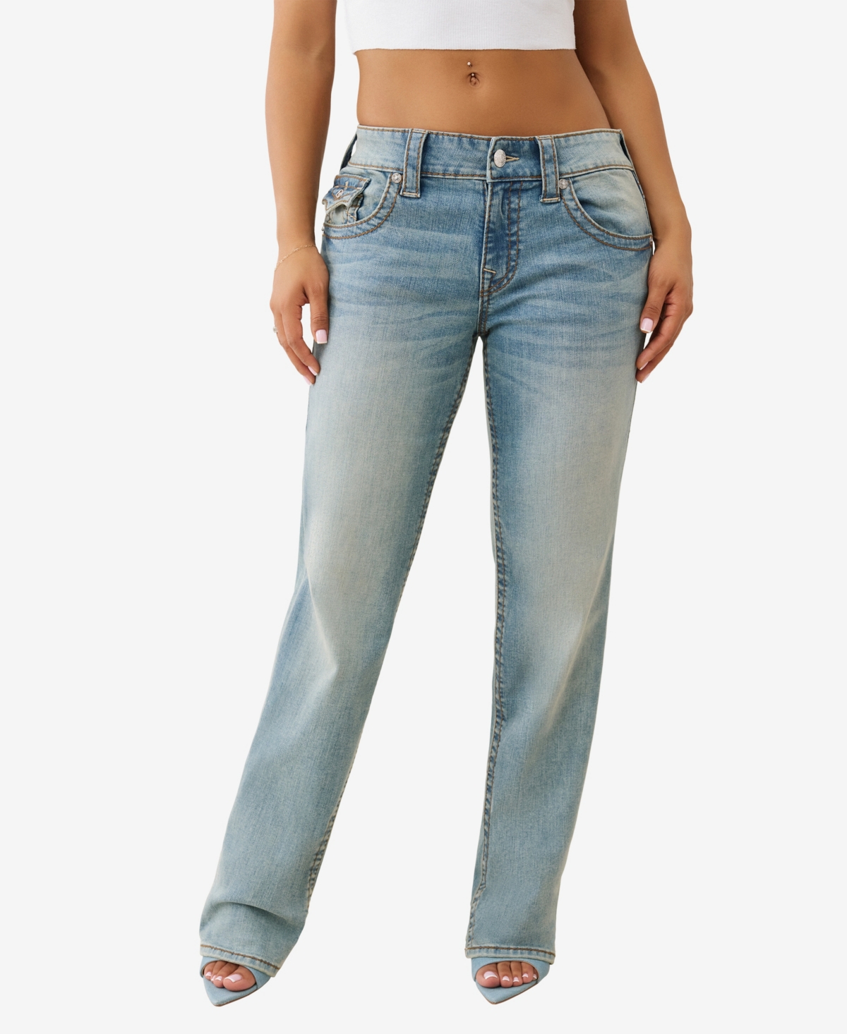 Women's Ricki Relaxed Big T Flap Jeans - Dolphin Azure