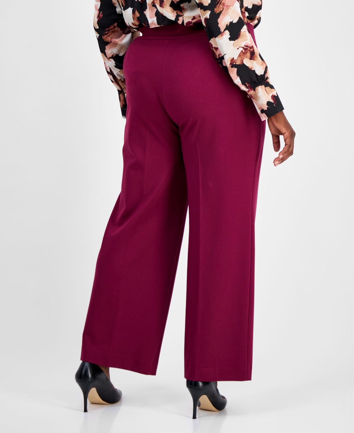 Anne Klein Plus Size Pull-on Wide-leg Pants In Pink