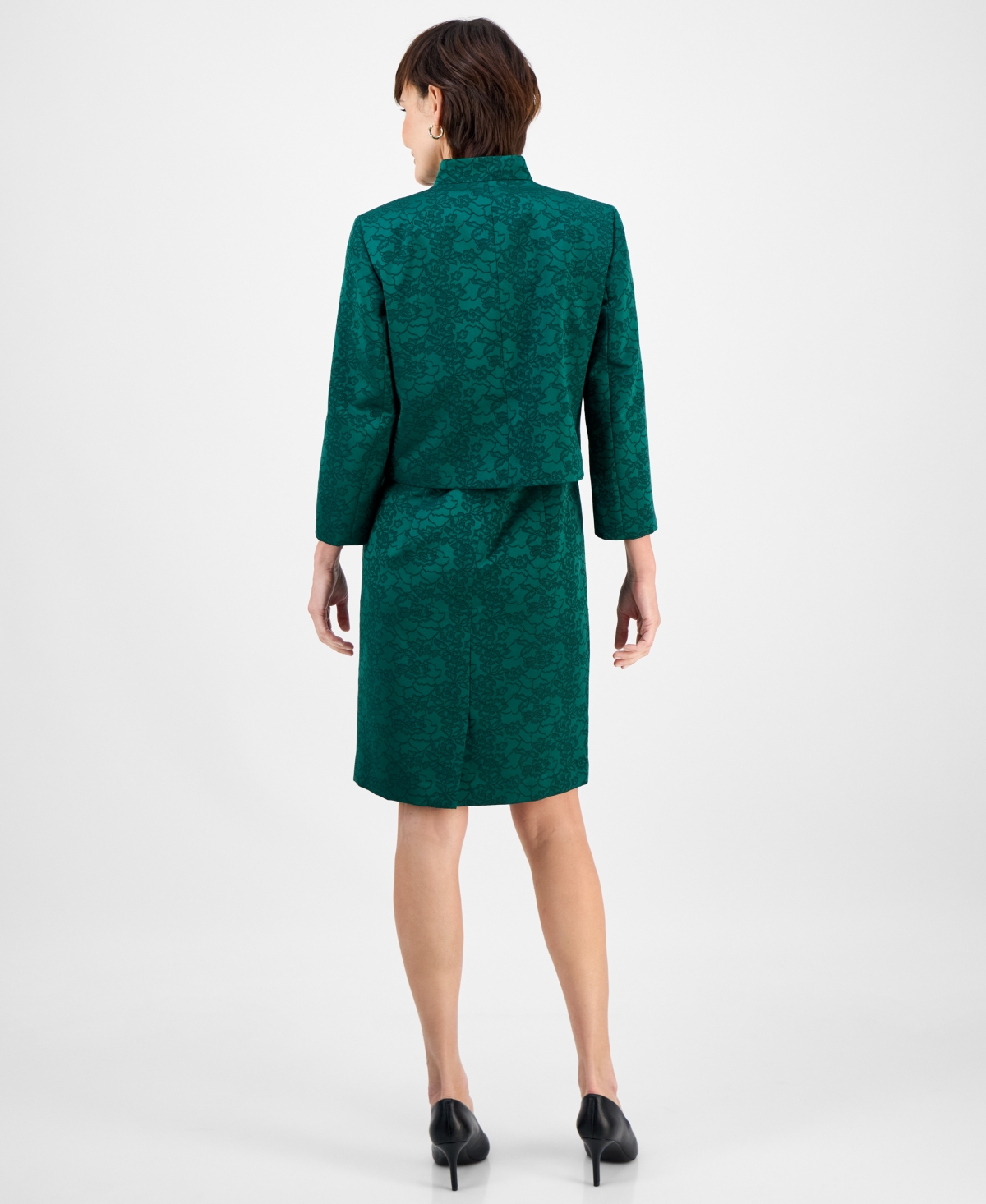 Le Suit Women's Open-front Jacket & Sleeveless Dress Suit Set In Green
