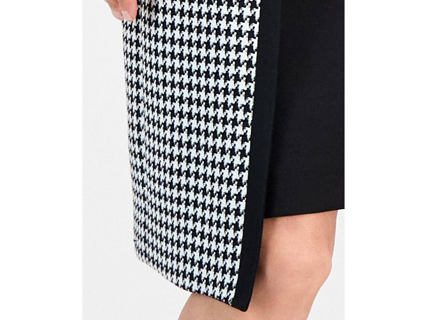 Женские платья Le Suit Houndstooth Topper Jacket & Sleeveless 2 Piece Dress Suit, цвет: Чёрный / Белый — фото 7