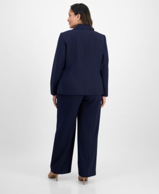 Plus Size Two-Button Wide-Leg Pantsuit Set