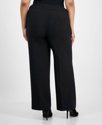 Plus Size Framed Plaid Belted Wide-Leg Pantsuit Set