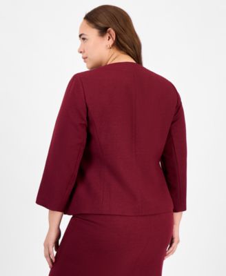 Plus Size Button-Front Jacket & Pencil Skirt Suit Set