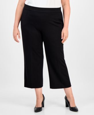Plus Size Cropped Wide-Leg Pull-On Pants