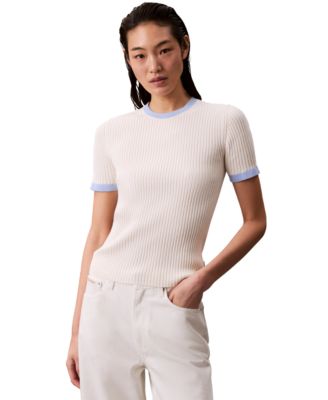 Calvin Klein Jeans - Women's Crewneck Rib-Knit Cotton Top