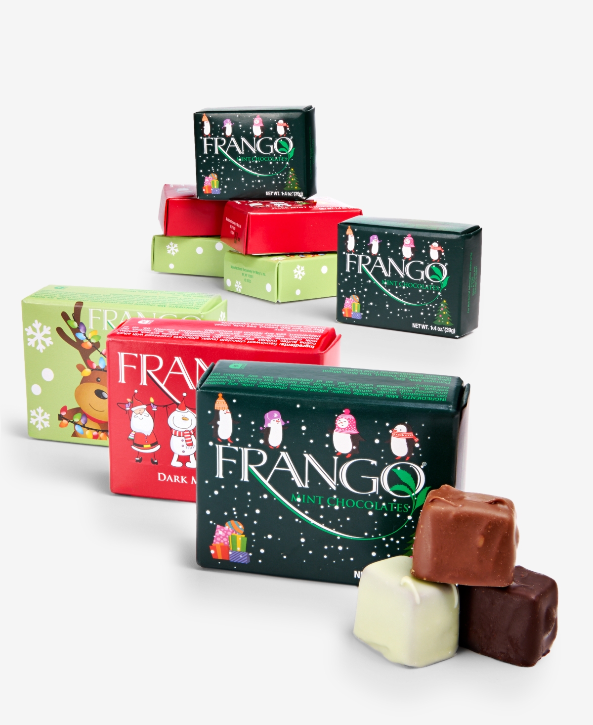 Frango Chocolates 3 Pack Of 3 Holiday Milk Mint, Dark Mint And Green Mint Chocolates, Created For Macy's