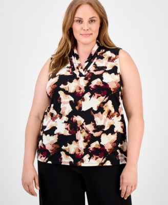 Anne Klein - Plus Size Floral-Print Sleeve Top