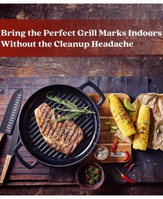 Nori Enameled Cast Iron Grill Pan 11" - Nonstick, Oven Safe and Made without PFAS, PFOA & PTFE - Induction and All Stovetop Compatible
