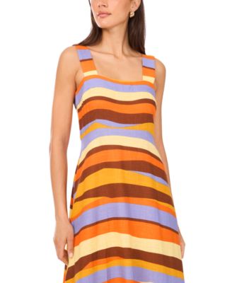 Women's Striped Square-Neck Maxi Dress