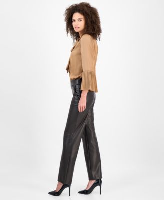 Women's Faux-Leather Pull-On Pants