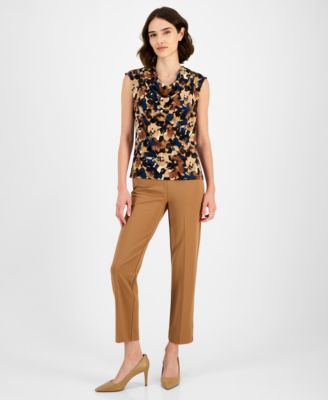 Women's Printed Cowl-Neck Sleeveless Top