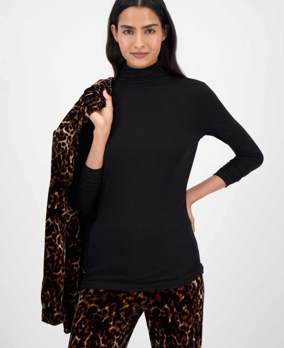 Anne Klein Women's Long-sleeve Turtleneck In Black