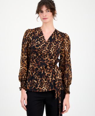 Anne Klein - Women's Animal-Print Wrap Top