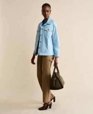 Women's Leather Shirt Jacket, Created For Macy's