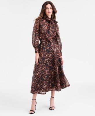 Petite Printed Mock-Neck Raglan-Sleeve Blouse