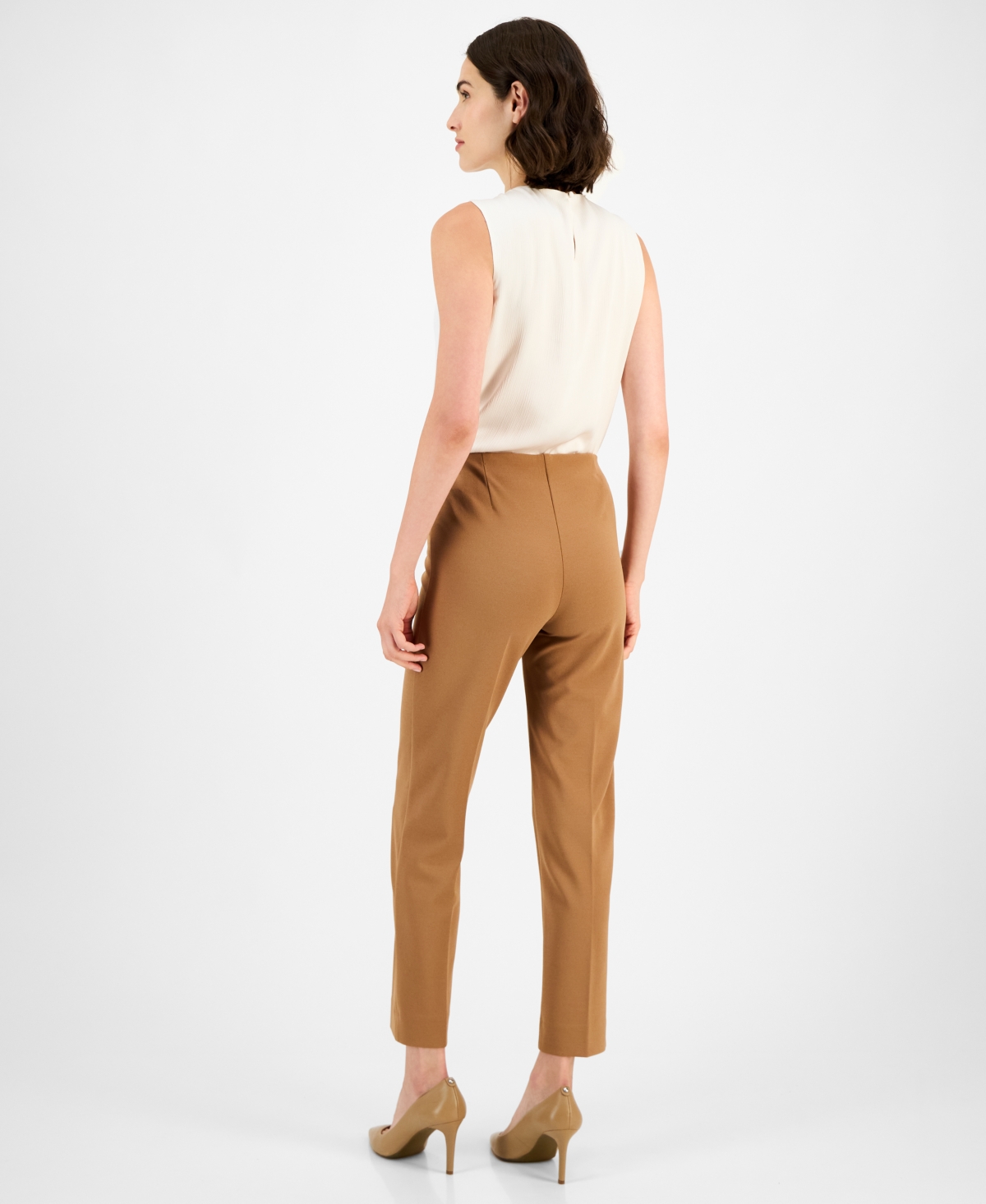 Anne Klein Womens Hollywood Straight Leg Ankle Pants P Xxs Xxl In Brown