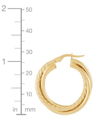 Polished Intertwined Rope Small Hoop Earrings in 10K Gold, 1"