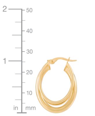 Polished Triple Tube Oval Hoop Earrings in 10k Gold