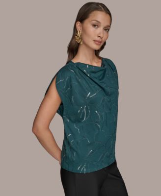 Women's Short-Sleeve Embroidered Sequined Top