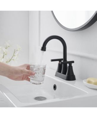 4 in. Centerset 2-Handle High-Arc Bathroom Faucet in Matte Black