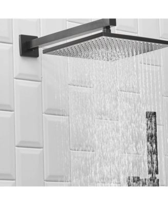 Luxurious Single Handle 2-Spray 10 in. Wall Mount Square Shower Head with Hand Shower Faucet