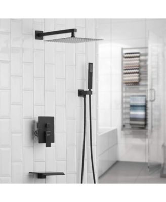 3-Spray Patterns With 2.5 GPM 12 in. Showerhead Wall Mounted Dual Shower Heads With Valve in Brushed Nickel