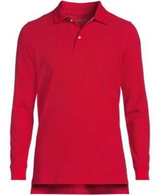 Men's School Uniform Long Sleeve Mesh Polo Shirt