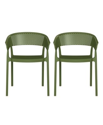 Outdoor Modern Stackable Plastic Resin Patio Dining Armchair (Set of 2)