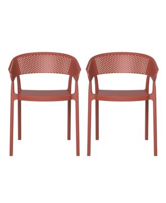 Outdoor Modern Stackable Plastic Resin Patio Dining Armchair (Set of 2)