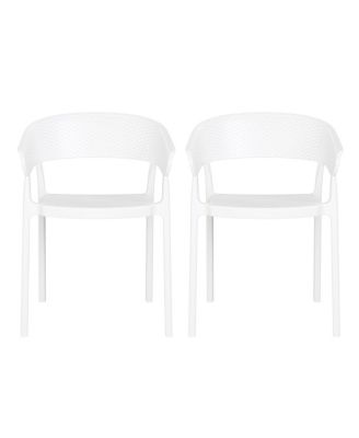 Outdoor Modern Stackable Plastic Resin Patio Dining Armchair (Set of 2)